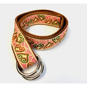 Vintage Douglas Paquette Belt Womens XS Multicolor Paisley D Ring Boho Y2K